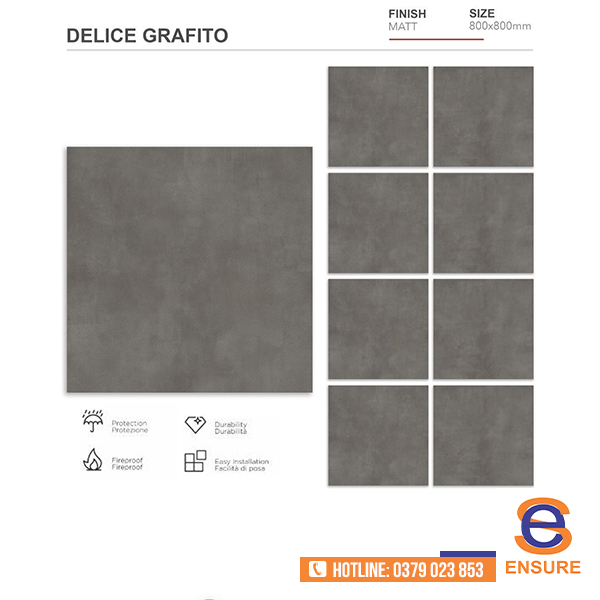 Gạch Matt Delice Grafito 800x800mm
